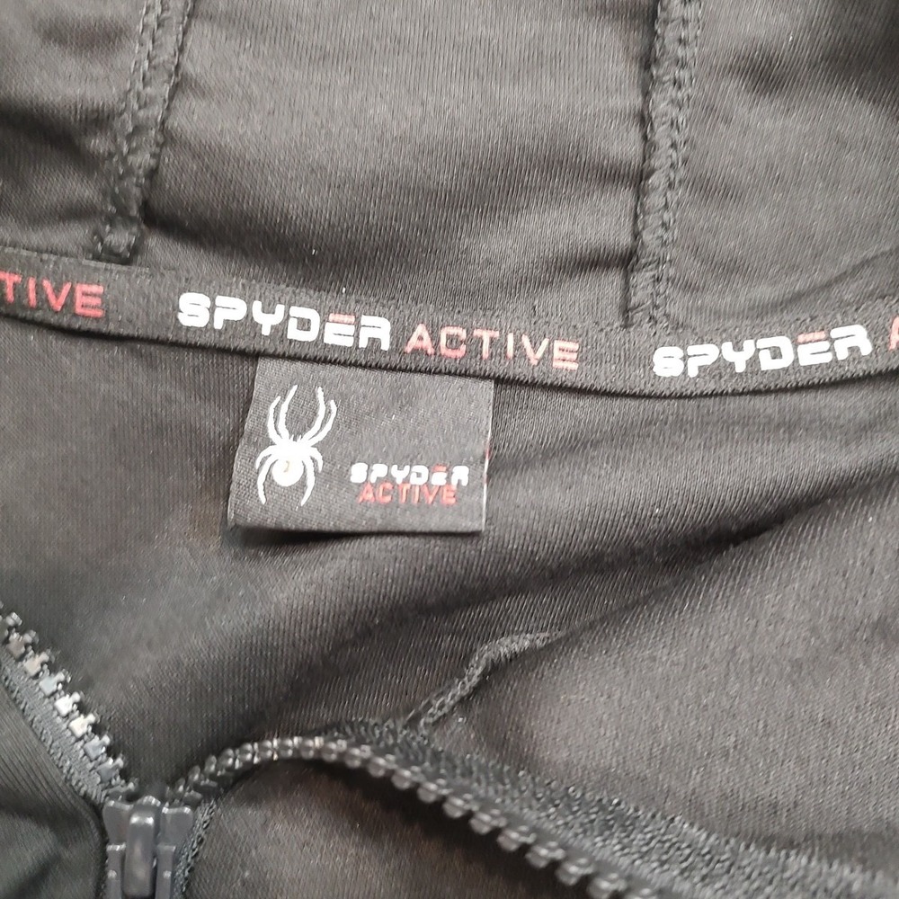 Spyder Active‎ Full Zip Hoodie Jacket Men's Medium Black ProWEB Stretch - Picture 6 of 8